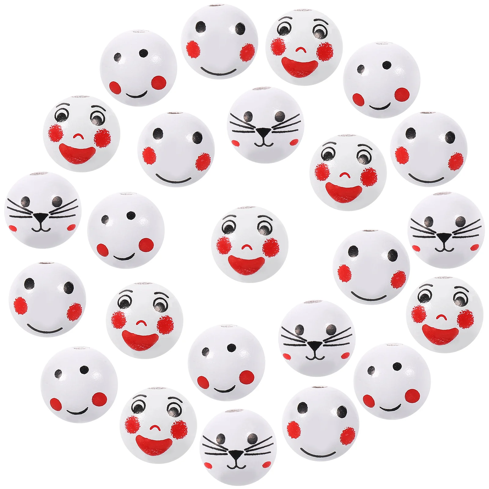 

Smiling Wooden Bead Jewelry Face Beads Necklace for Crafts Handmade Loose Bracelets