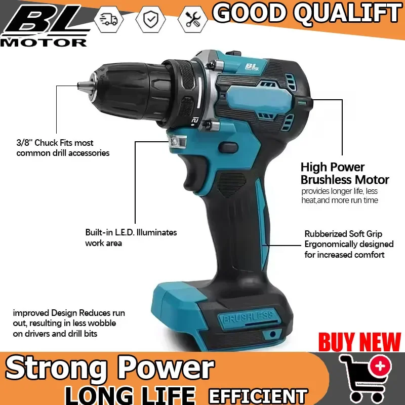 

Бесщеточная электродрель DDF487, подходит для ударной дрели с пятью шнурами для крепления, используется с аккумулятором Makita 18В.