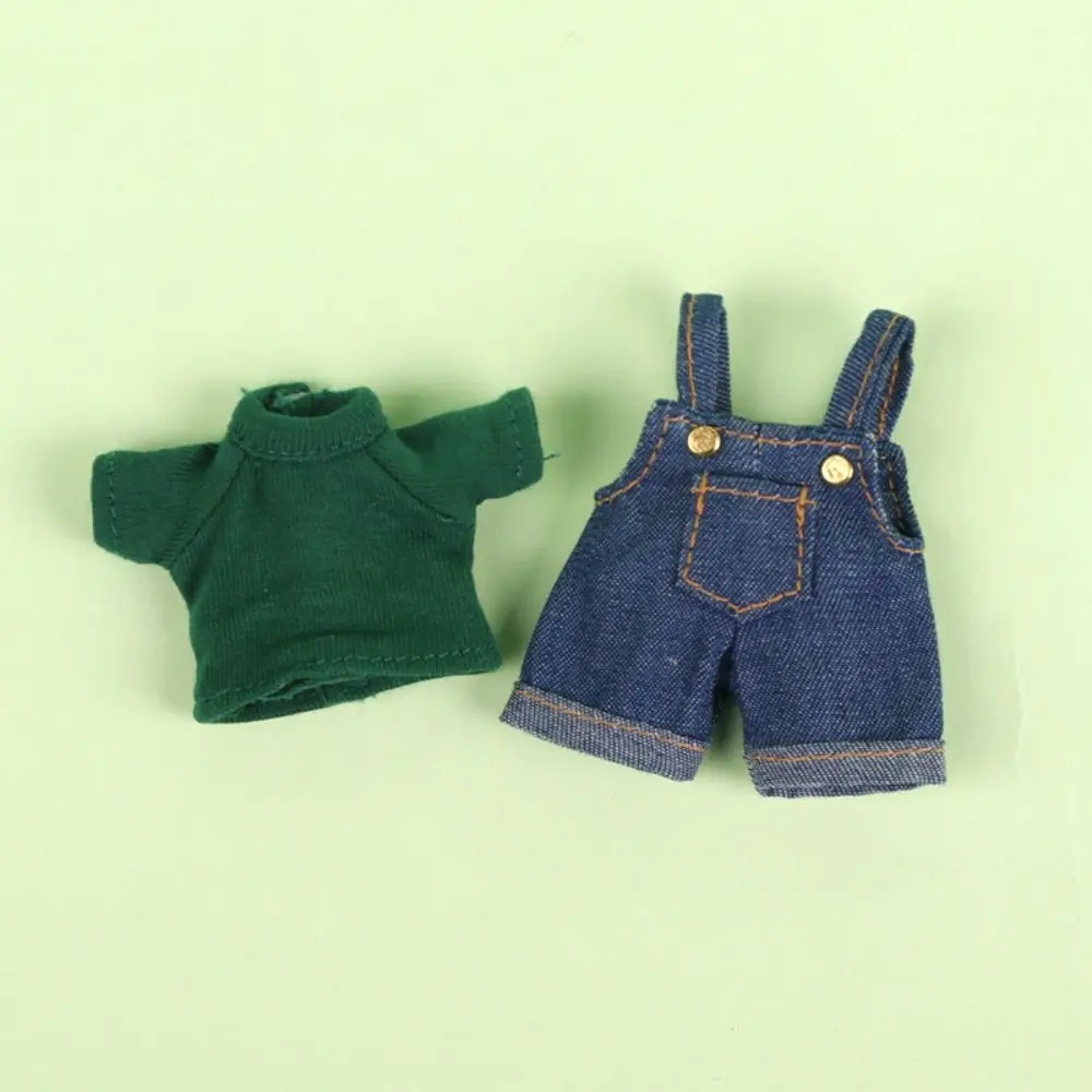 고품질 수제 인형 티셔츠 작업복 패션 귀여운 인형 바지 DIY 인형 액세서리 1/11 OB11 인형/1/12 BJD 인형