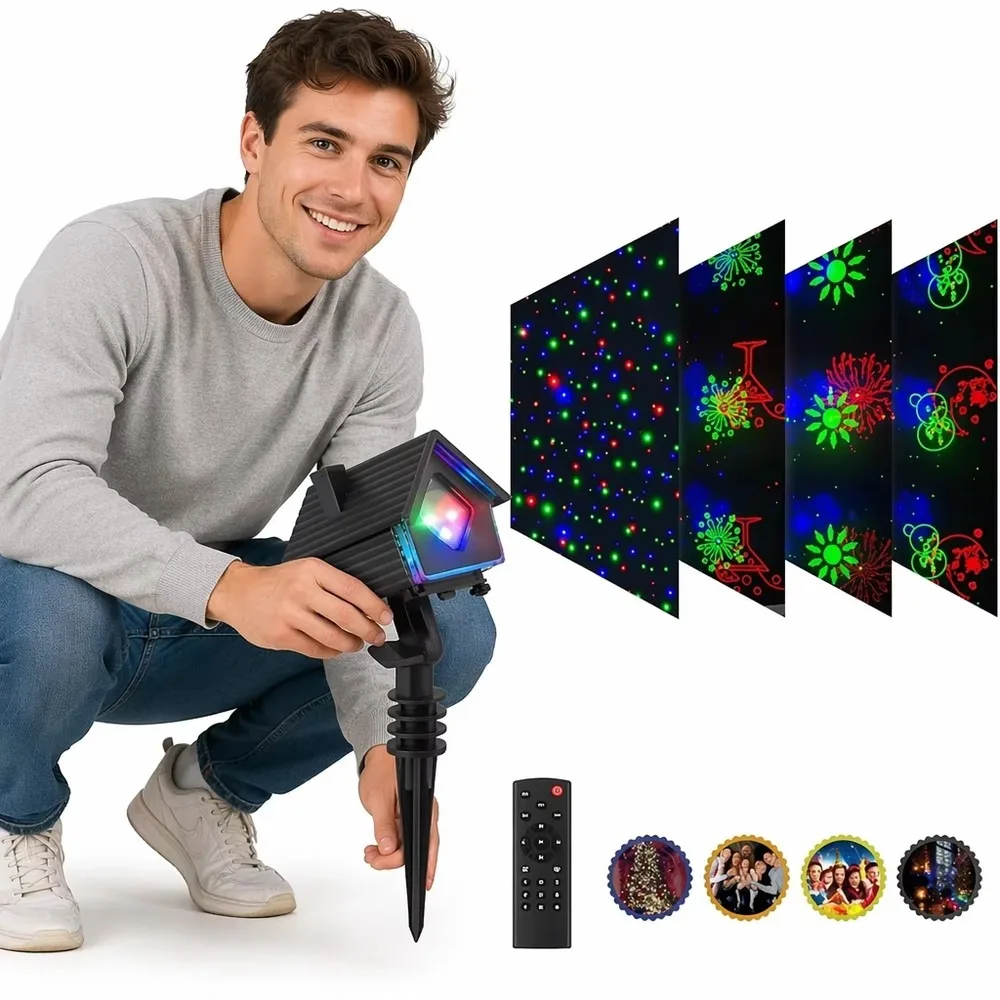 Cute RGB Christmas Projector Light Halloween New Year Decorative Lamp for Home Party Garden Holiday Lighting