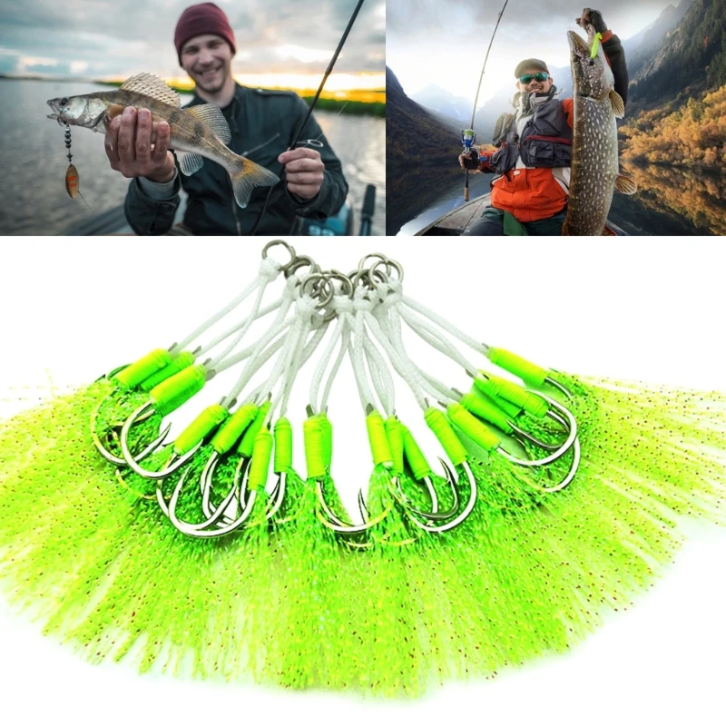 

20Pcs Double Fishing Assist Hook Kits Jigs Assist Glow Hook Slow Quickly Fall Jigs Fishing Hook Accessories