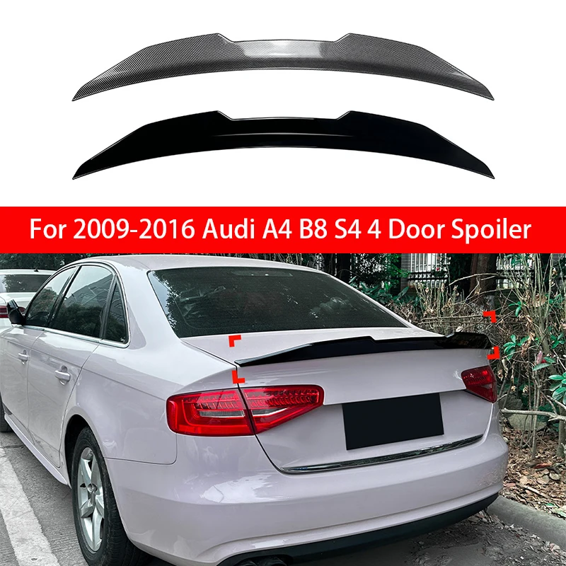 

Для Audi A4 S4 B8 2009 10 11 12 13 14 2016 PSM Стиль ABS Пластик Черный Карбон Автомобильная задняя крышка багажника Спойлер Крылья Тюнинг Аксессуары