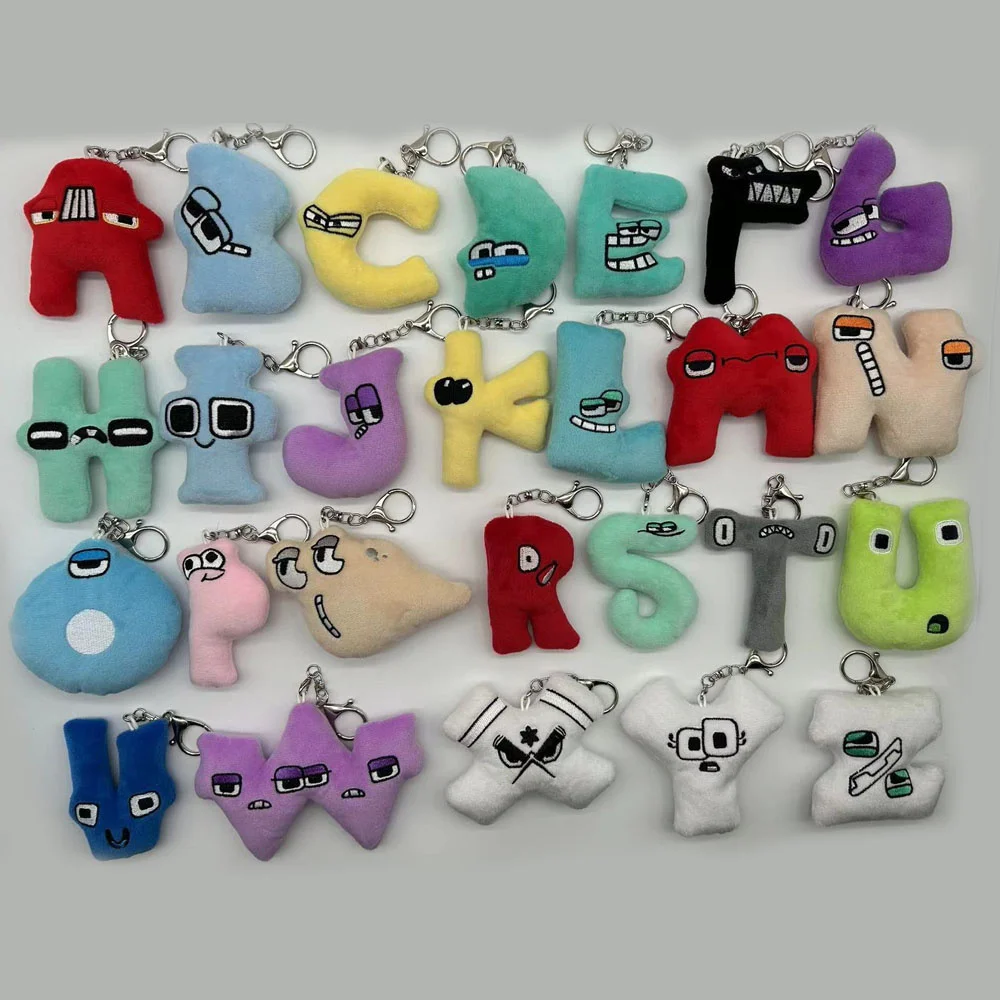 A-z  Alphabet Lore Plush Keychain Preschool Educational Embroidery English 26 Letter Cute Animal Plushie Pendant For Kids Gift