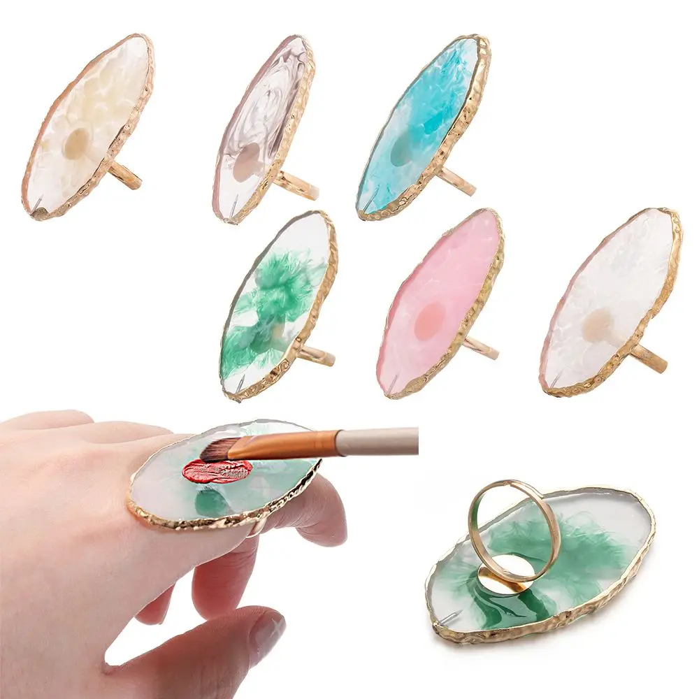 Resin Stone Foundation Mixing Finger Ring Showing Shelf Nail Art Plate Tips Pigment Holder Nail Display Stand Nail Art Palette