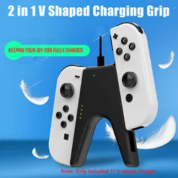 2 in 1 V Shaped Charging Grip With Type C Port USB Charger For Nintendo Switch OLED Joycon Controller Game Grip Bracke Accessory