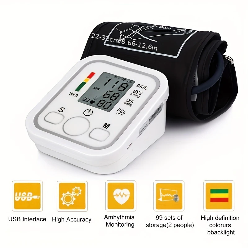 Portable Tonometer Digital Tensiometer Heart Rate Monit Digital Blood Pressure Monitor Equipment Automatic Professional Medical