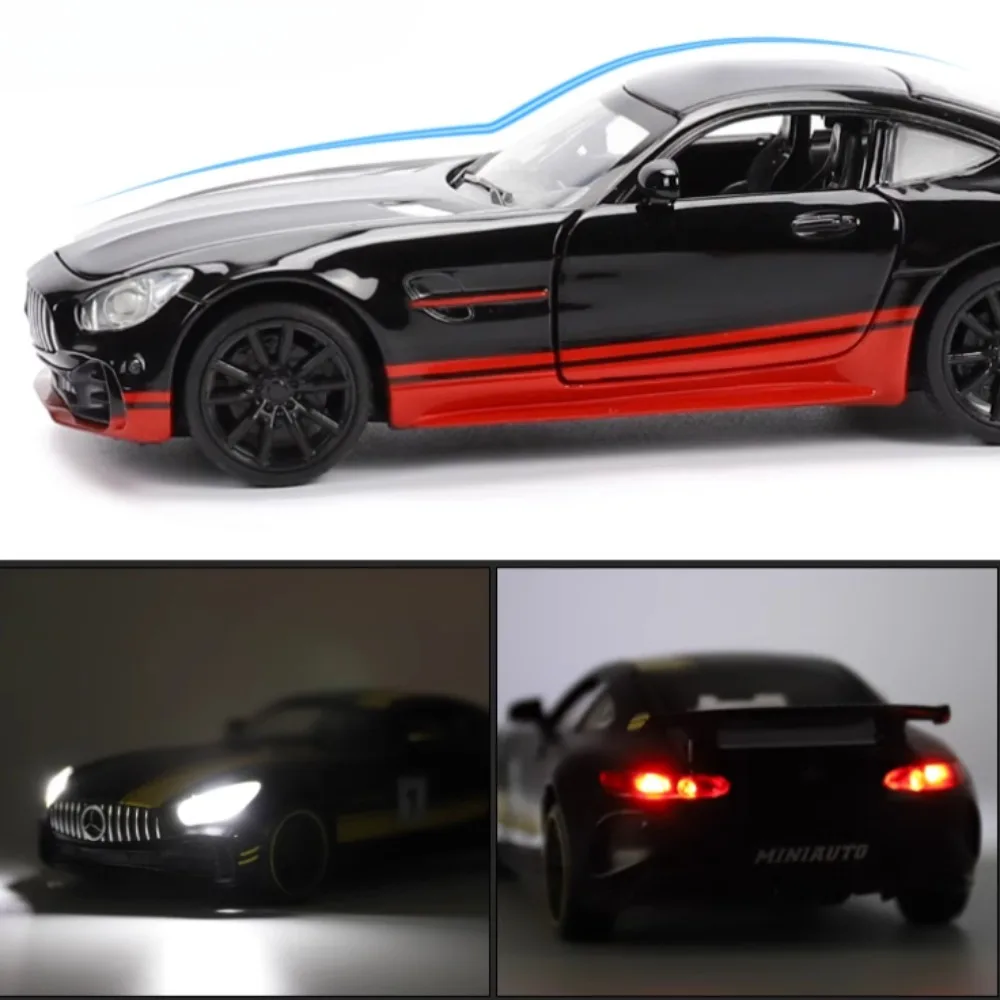 1:32 Scale Mercedes-Benz GT Sports Car Model Toy Simulation Alloy Diecast Vehicles Models Pull Back Sound Light Toys Kids Gifts