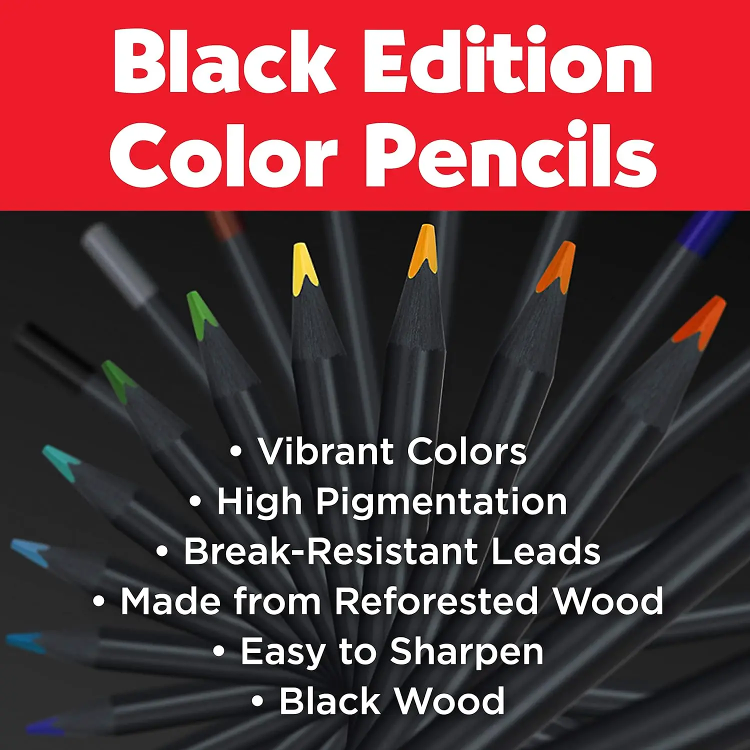 Faber-Castell 24 Black Editition Colouring Pencils Super Soft Lead Brilliant Colour Pencils Break-resistant Extra Smooth Laydown