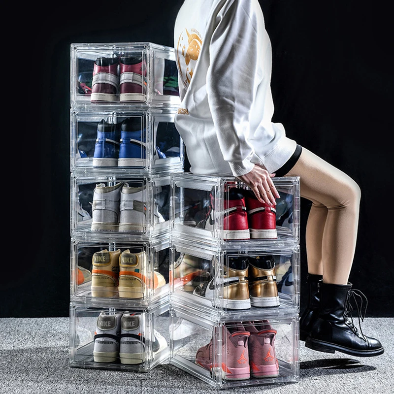 Magnetic Shoe Box Moisture-proof and Dust-proof Acrylic Transparent Storage Display Box Antioxidant Shoe Cabinet Home Dustproof