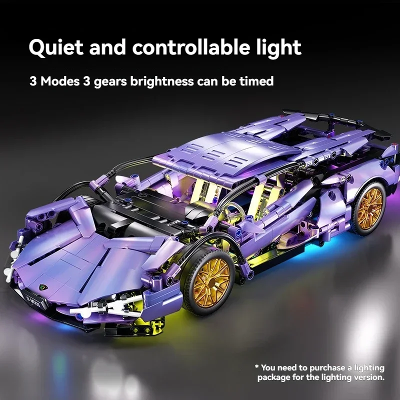 2025 technique Super vitesse violet voiture de Sport bricolage assemblage créatif briques vitesse conception tige cadeau éducatif pour enfants anniversaire