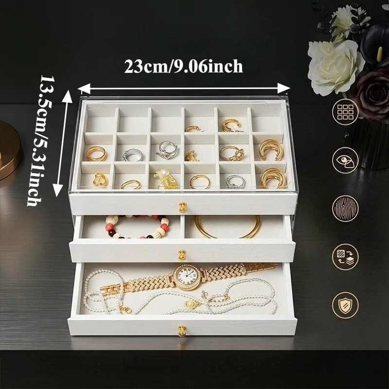 1pcs  Walnut Jewellery Case Gold Metal Pull For Smooth Opening Ideal For Bedroom Decor Display Durable  Desktop Storage Ornament