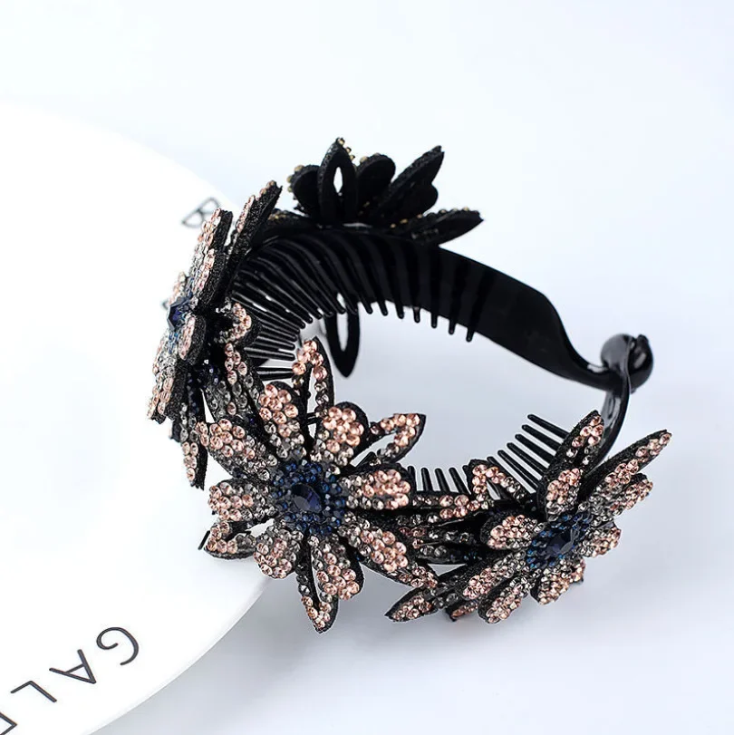 New Meatball Hair Accessories Women Hair Claws Headdress Rhinestone Flower Hairpin Bird Nest Floral Bun Banana Ponytail Clips