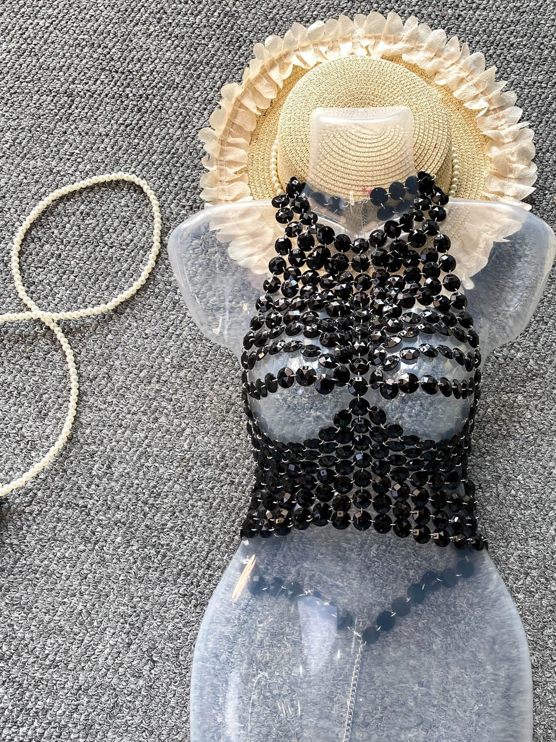 Sexy Hollow out Creative Chest Chain Nightclub Shiny Top  Gemstone Hanging Neck Vest New Arrival Cross-Border Item