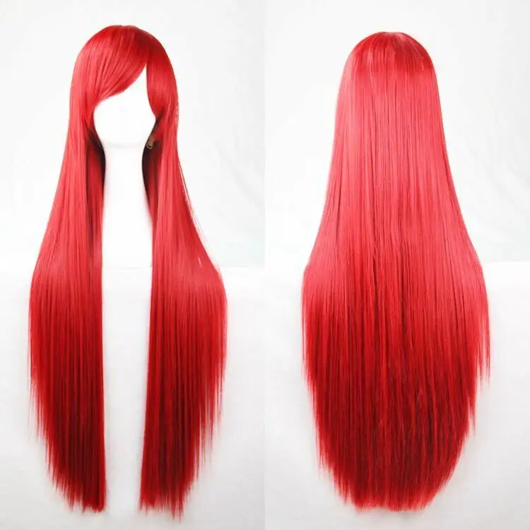 New 80cm Straight Sleek Long Full Hair Wigs w Side Bangs Cosplay Costume Womens