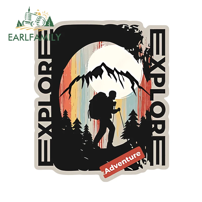 EARLFAMILY 13cm × 10.9cm Explore Theme Style Car Stickers Creative Camper Advanture Decor Vinyl Motorcycle Scratch-Proof