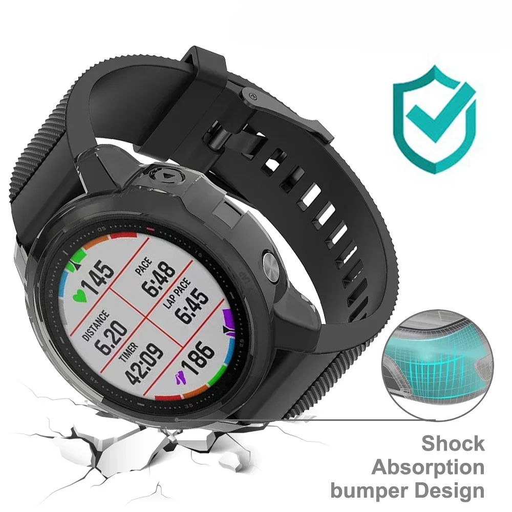 2-in-1 Protective Case + Screen Protector for Garmin Fenix 7 7S 7X 6 6S 6X Pro 5 5S Smart Watch Silicone Cover & Tempered Glass