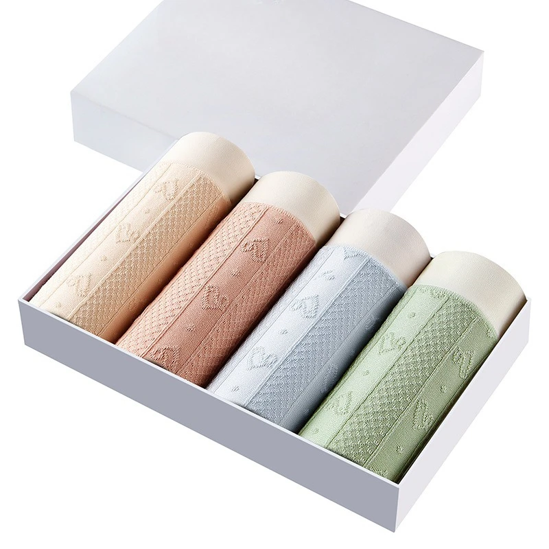 

4Pcs Women's Underwear Mid-waist Comfortable Breathable Seamless Briefs Women's Gentle Jacquard Women's Panties Женские Трусы