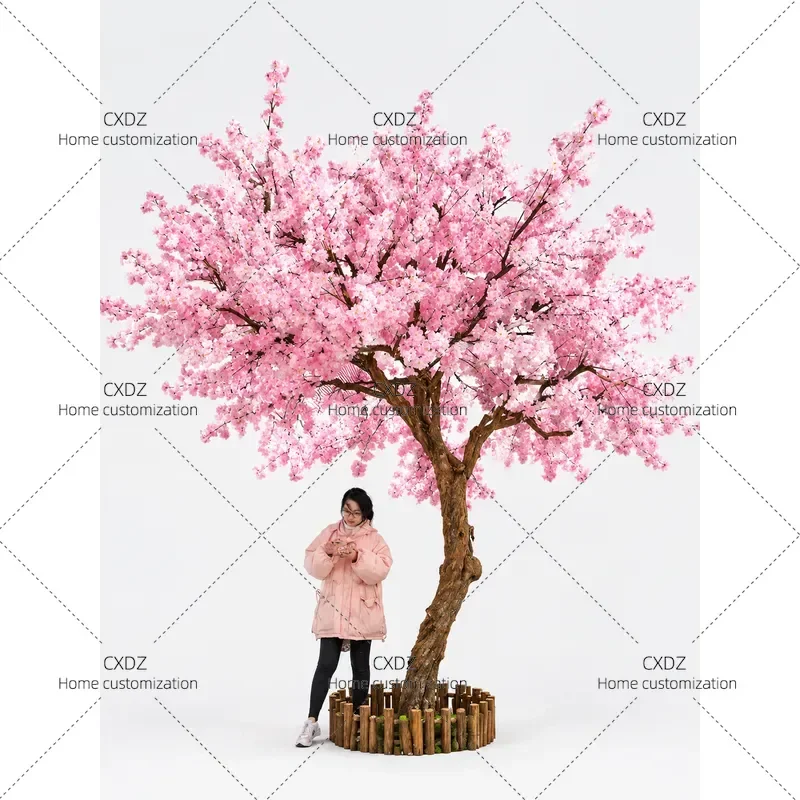Large Artificial Cherry Blossom Tree Peach Blossom Fake Plant Indoor Outdoor Decoration Wishing Tree for Mall Hotel Wedding