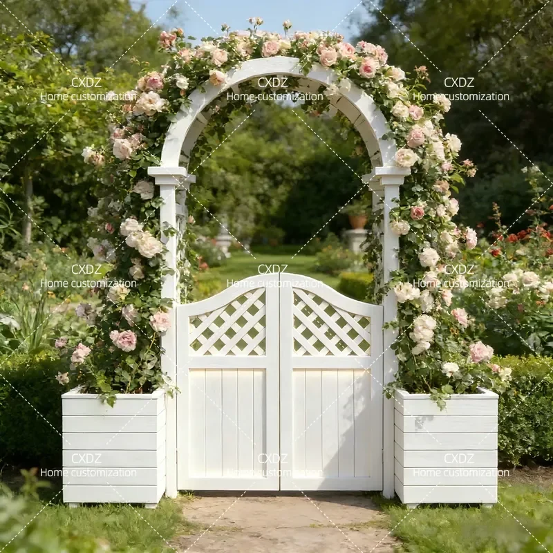 Antiseptic Wood Arch Climbing Vine Frame Flower Stand Courtyard Wooden Doorway Corridor Grape Rose Round Arch Garden Decor