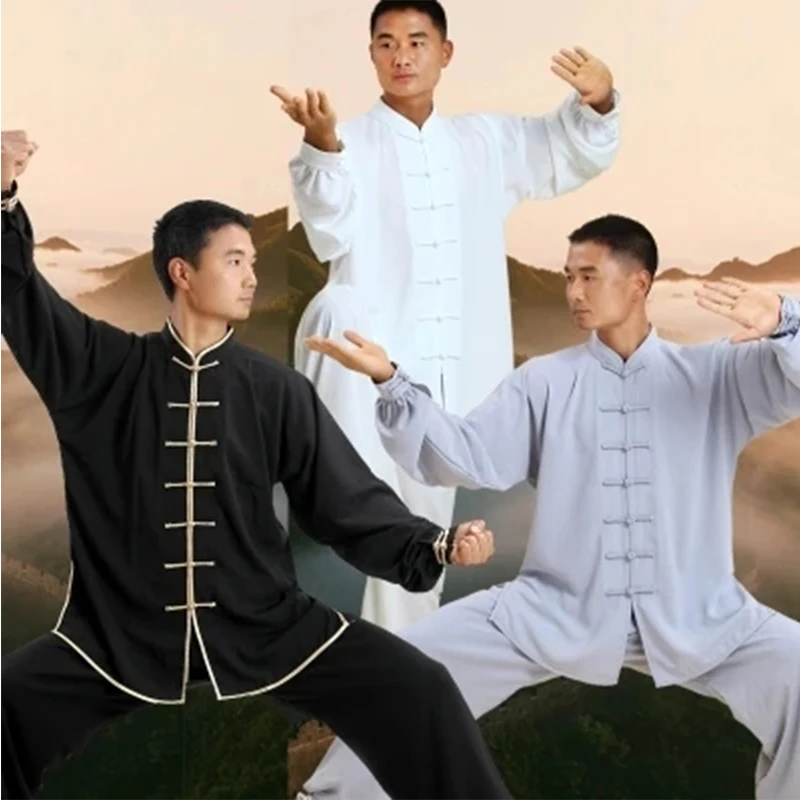 New Arrival Kung Fu Uniform Men Long Sleeve Taiji Clothing Wushu Taekwondo Suit Men Martial Arts Cloth Tai Chi Sets Clothes 90