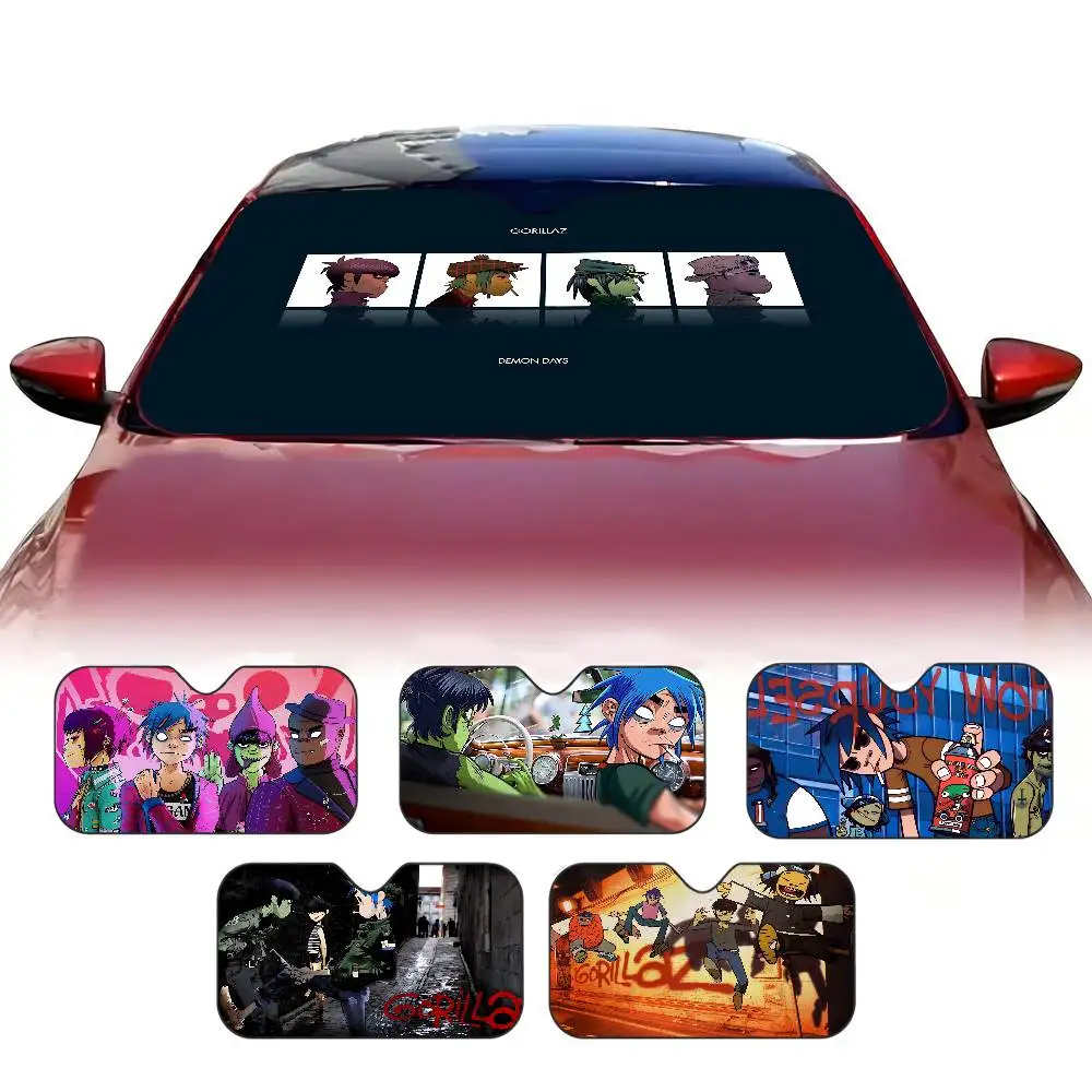 Virtual Band G-Gorillaz Sunshade Windscreen Fold-up Car Front Windshield 70x130cm Car Window Windscreen Cover Heat Reflector