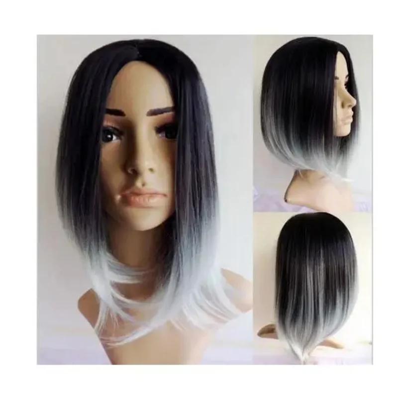 Zhao07900177_HOT sell A### Fashion Cool Short Wig Black Gray Wig Nature Straight