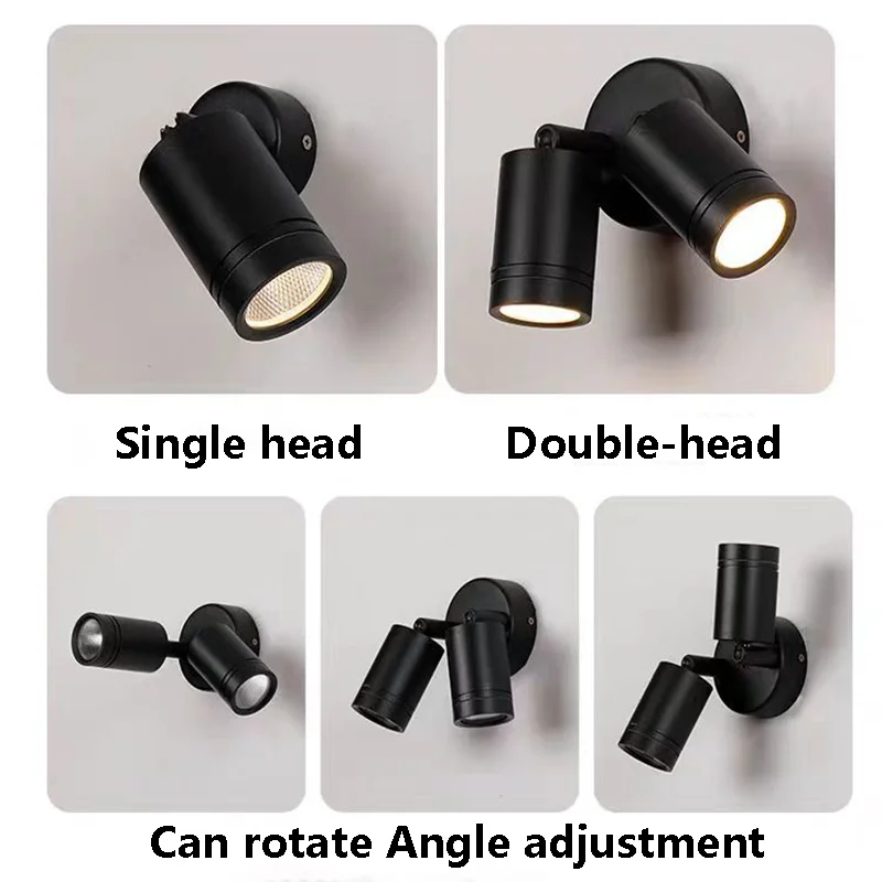 

Outdoor Double Heads Adjustable Wall Lamp Garden Courtyard Balcony Wall-Washing Spotlight Surface Mounted Waterproof Wall Sconce