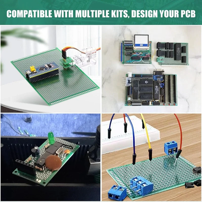 147-Piece PCB Circuit Board Prototype Kit - Double-Sided Perf Boards In 6 Sizes