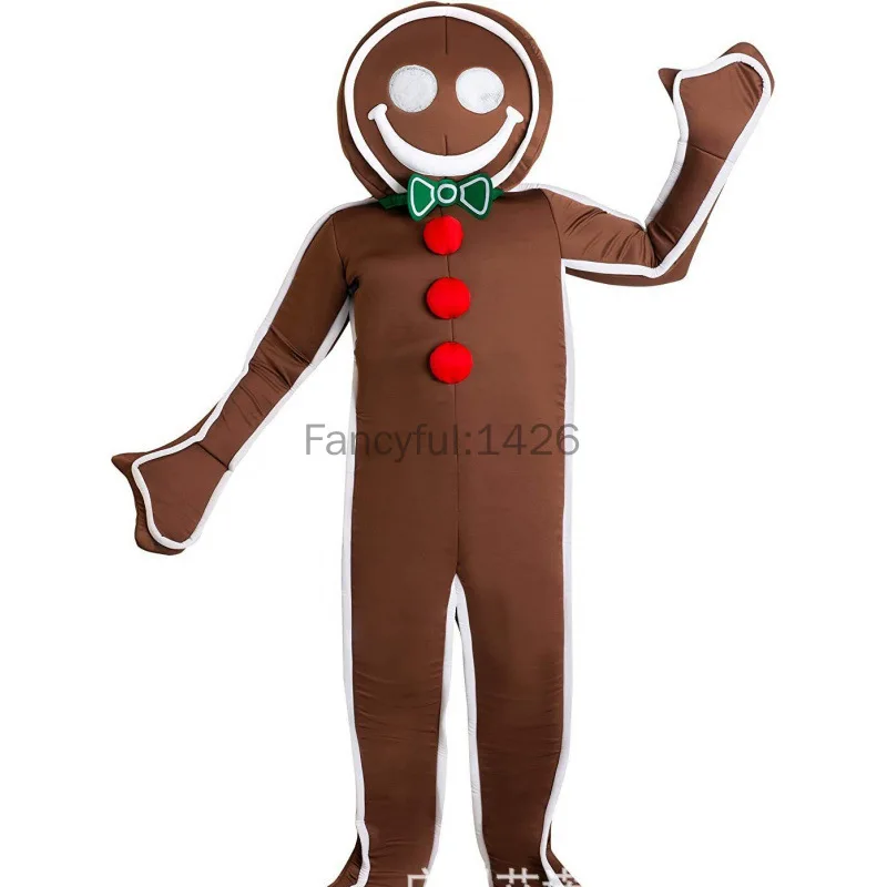 

Adult Christmas Cookie Party Outfit Jumpsuits Cartoon Mascot Iced Gingerbread Man Halloween Costume for Unisex 2026