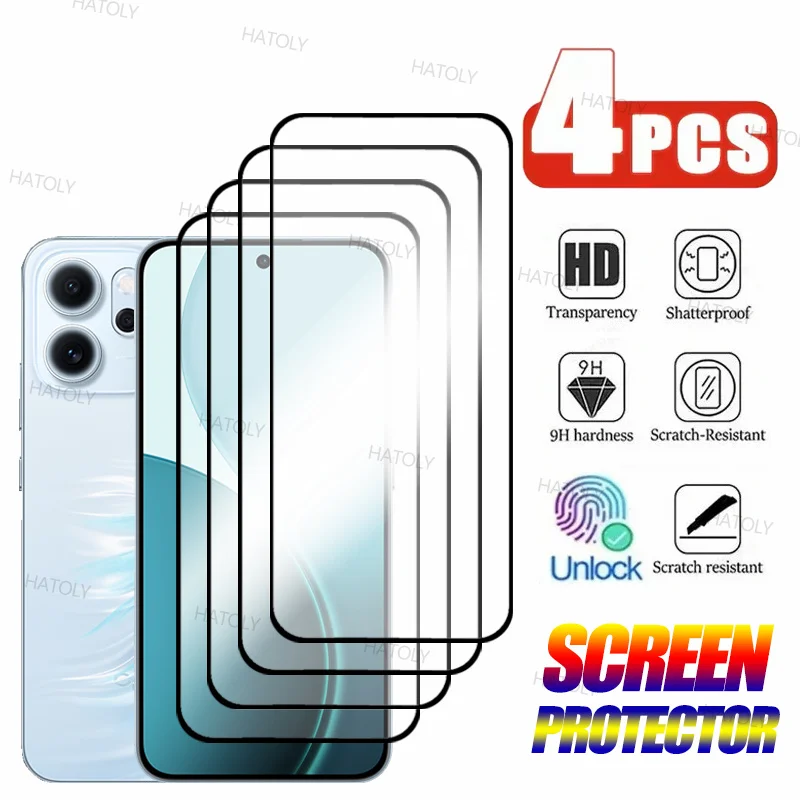 2/4PCS Tempered Glass For oppo Reno14 F Screen Protector oppo Reno14 F Anti-Scratch Full Glue Protective Phone Film oppo Reno14F