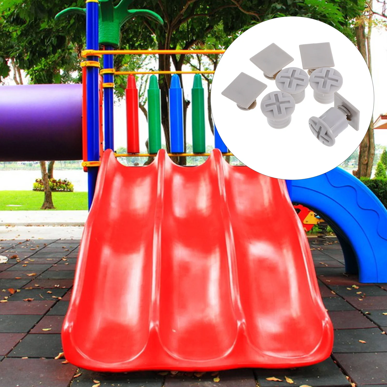 

1Set Kids Slide Accessory Screw Caps Smooth Finish Wear-Resistant Material Ensures Safe Installation Slide Screw Caps