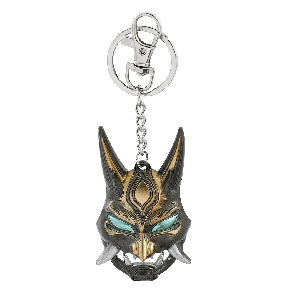 LLavero de impacto Genshin de juego, figura de dibujos animados, Xiao, máscara, insignia de Metal, colgante, llavero, mochila de coche, llavero, accesorios de joyería