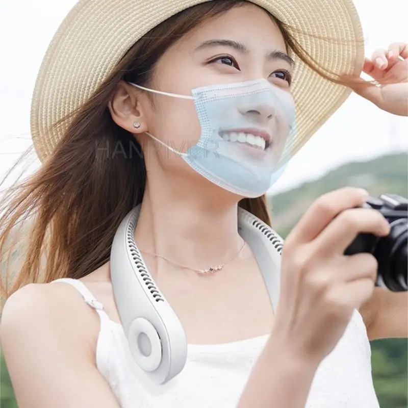 Mini bladeless ventilador de pescoço 2000mah usb recarregável mudo esportes 3-velocidade ajustável ventiladores portáteis para uso de escritório em casa ao ar livre