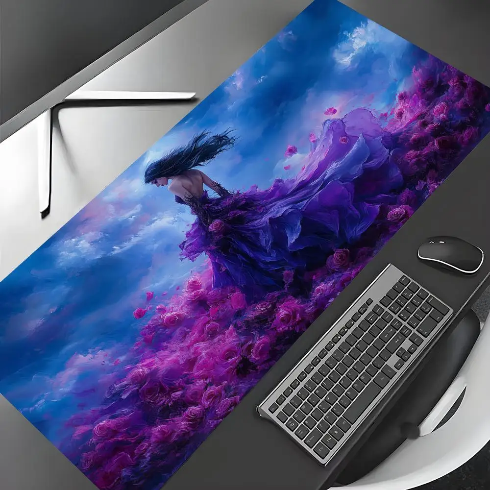 

Girl in the purple rose dress Mouse Pad Desk Mat Gaming mat gamer pc accessories rubber anti-slip keypad expansion mousepad