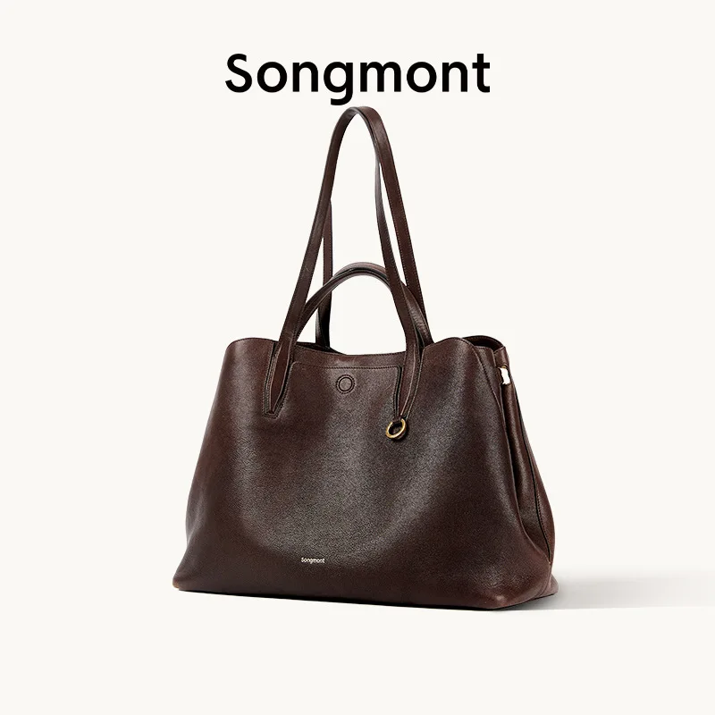 Songmont trace series tote bag women's head layer cowhide large capacity commuter shoulder handbag