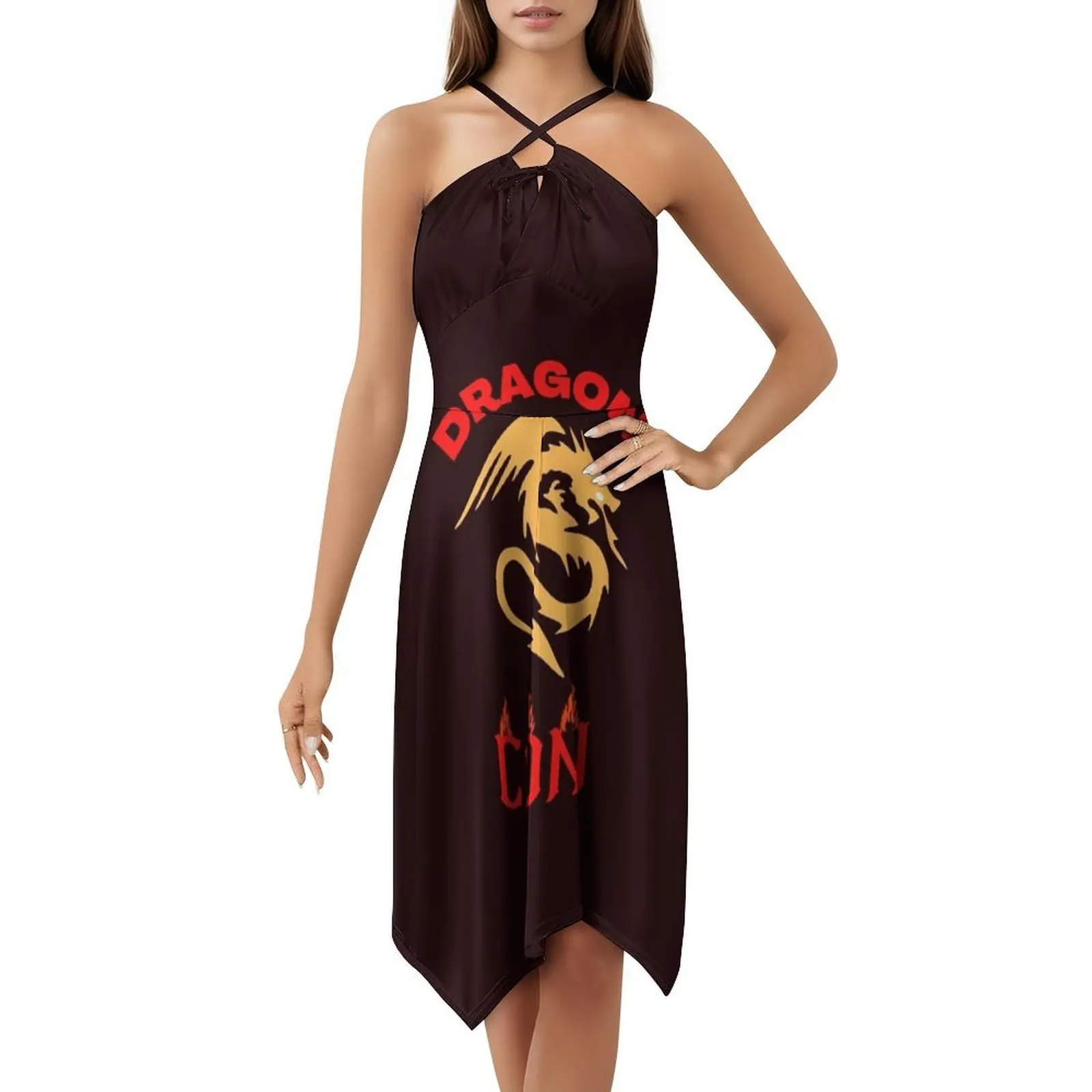فستان تنين كون بفتحة عنق على شكل قلب فستان أنيق للحفلات الصيفية للنساء ملابس نسائية على شكل سجادة Dragon Con Dragoncon Marriot
