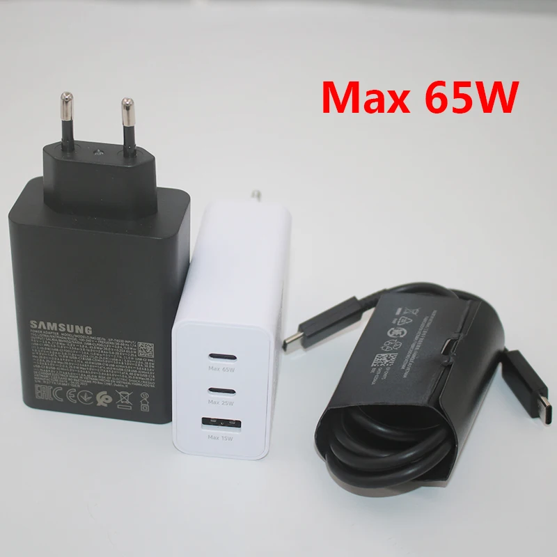 SAMSUNG 65W USB Fast Charging Type C PD Charger 15w/25w/65w Quick Charge EU Wall Adapter For Galaxy S24 S23 FE S22 S21 Ultra A55