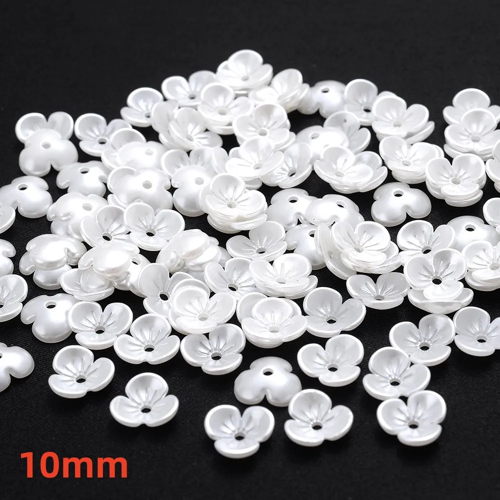 iYOE 100 stücke 28 Stil Blume Spacer Perlen Imitation Perle Weiß Acryl Blume Perlen Kappen Für Die Herstellung Von Schmuck Zubehör Diy tot