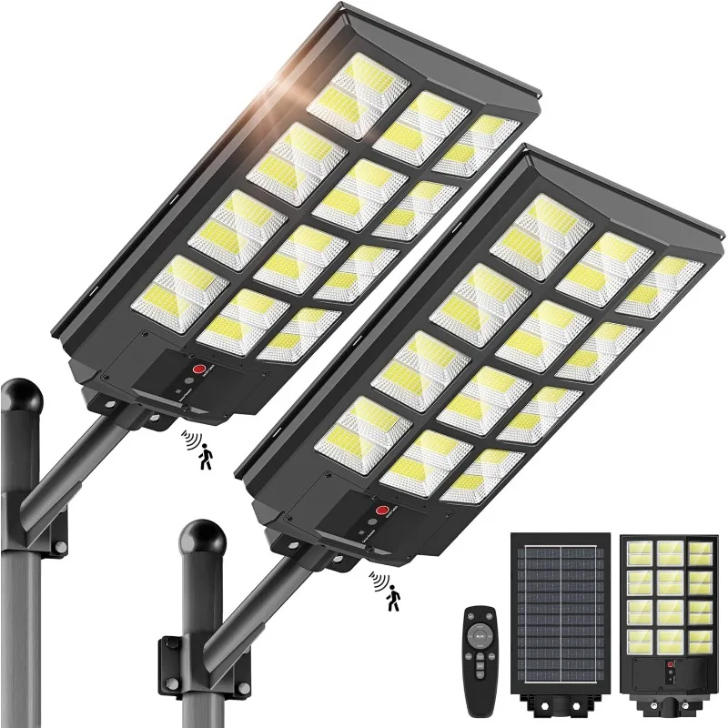 3000W Solar Street Lights Outdoor - Wide Angle Solar Lights Outdoor Waterproof, 6500K Solar Parking Lot Lights Dusk to Dawn