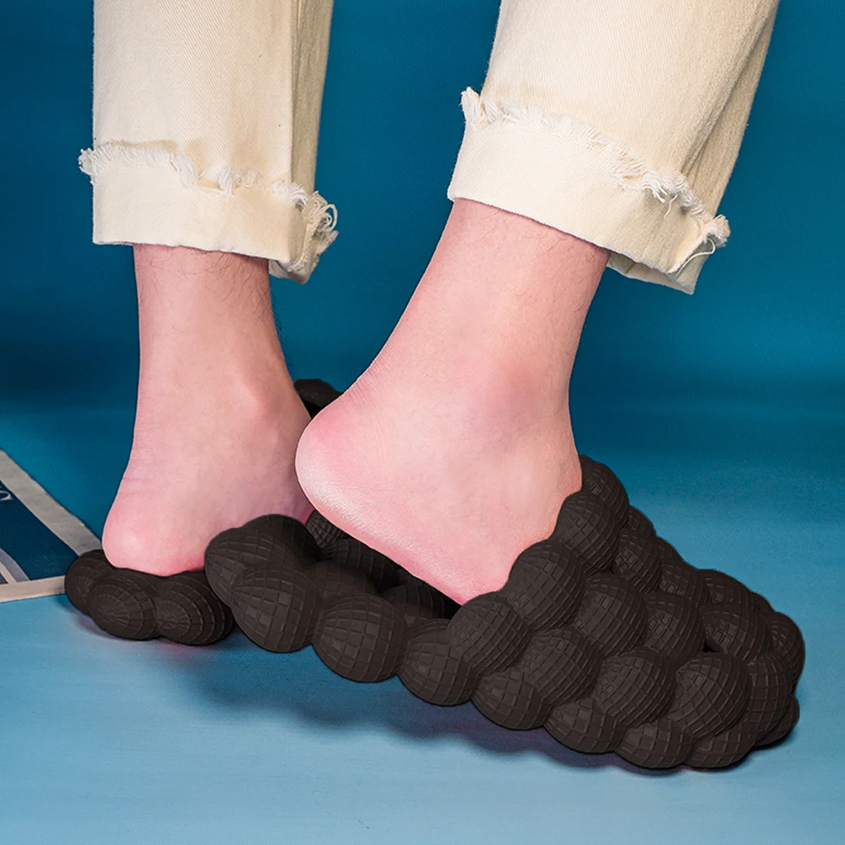 

1 Pair Personality Bubble Sandals For Summer Non-Slip Breathable Indoor Home Couple Household Sandal Soft Durable Foot Care Tool