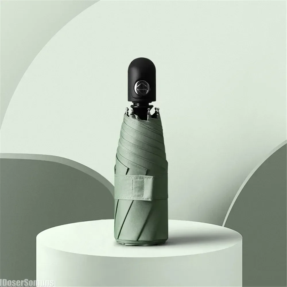 Summer Mini Automatic Vinyl Umbrella for Sun UV Protection Female Personalized Parasol Woman Man Creative Sunshade Rain Gear