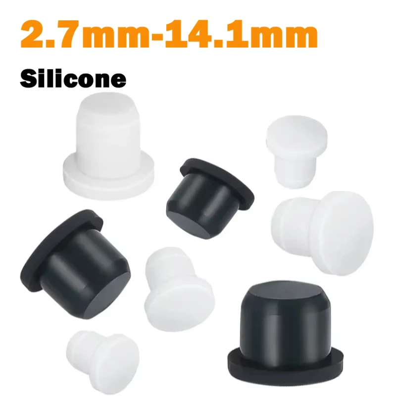 Rubber Plug 2.7mm-14.1mm White/Black High-Temperature Resistant Silicone Plug T-Shaped Solid Threaded Hole Blind Cover