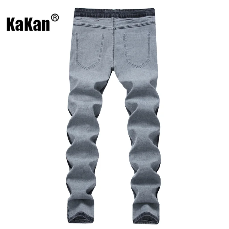 Kakan - European and American High Street Light Grey Stretch Jeans, Popular Spring New Straight Long Jeans K010-6150