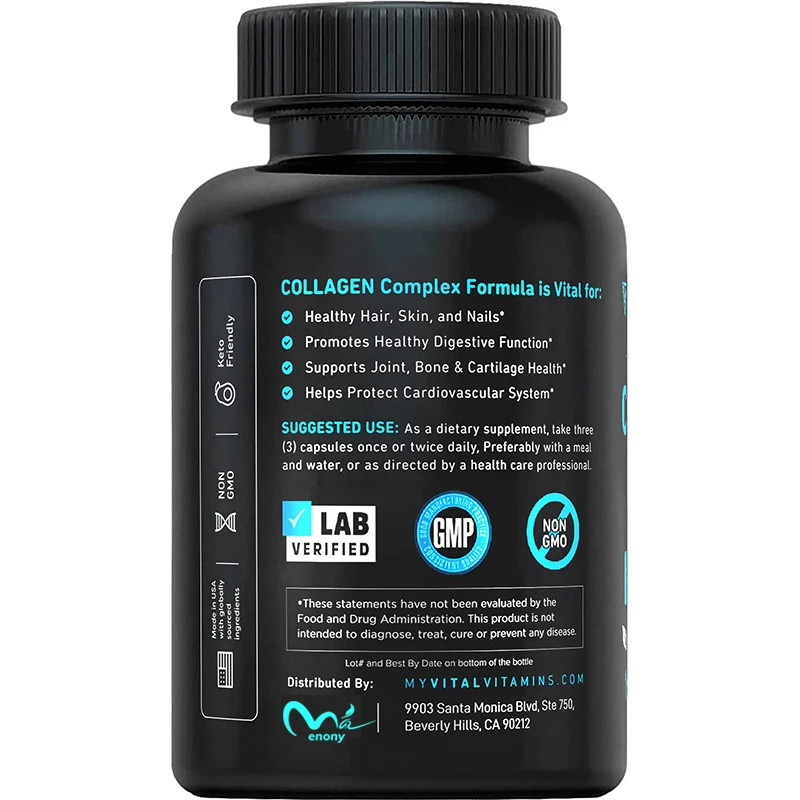 Vital Vitamins Collagen for Women & Men - Type I, II, III, V, X Multi Collagen Pills - Grass Fed, Non-GMO