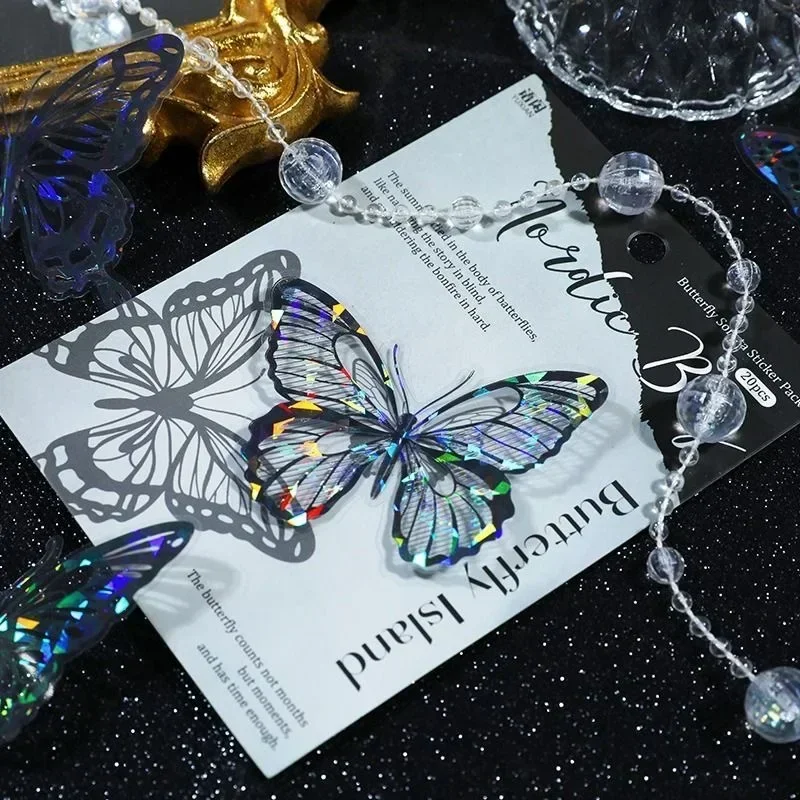 20 Sheets Wall Stickers Shell Butterfly Hollow Lace Retro DIY Material Cake Decorative Supplies Scrapbooking Decoration Stickers