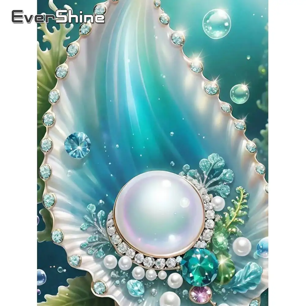 Evershine Diamant-Mosaik, Perlenmuschel, Landschaft, Neuheiten-Set, komplett, quadratisch, rund, Diamant-Gemälde, handgefertigtes Geschenk