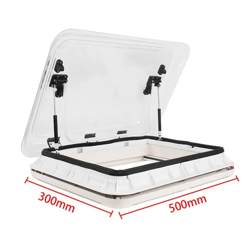 Quality Camper Trailer RV Accessories 300*500mm with LED Light-Anti-Yellowing Acrylic car skylight Car Window