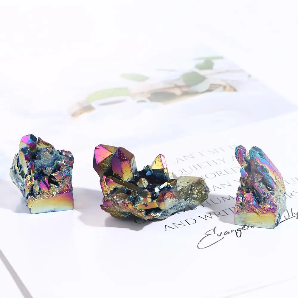 Quality Rainbow Titanium Home Decoration Healing Crystals Quartz Specimen Mineral Reiki Stone Stone Ornaments Crystal Cluster