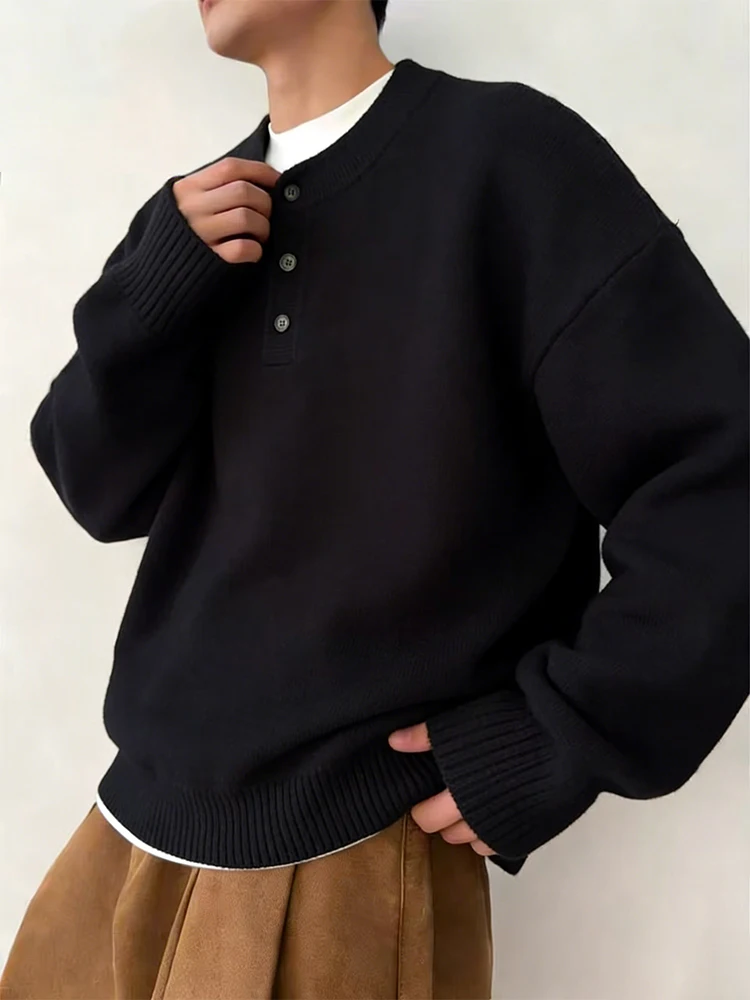 

Мужской зимний вязаный свитер Bla American Sle Henry Collar Thiened: мягкий, удобный, повседневный, с длинным рукавом, базовый слой