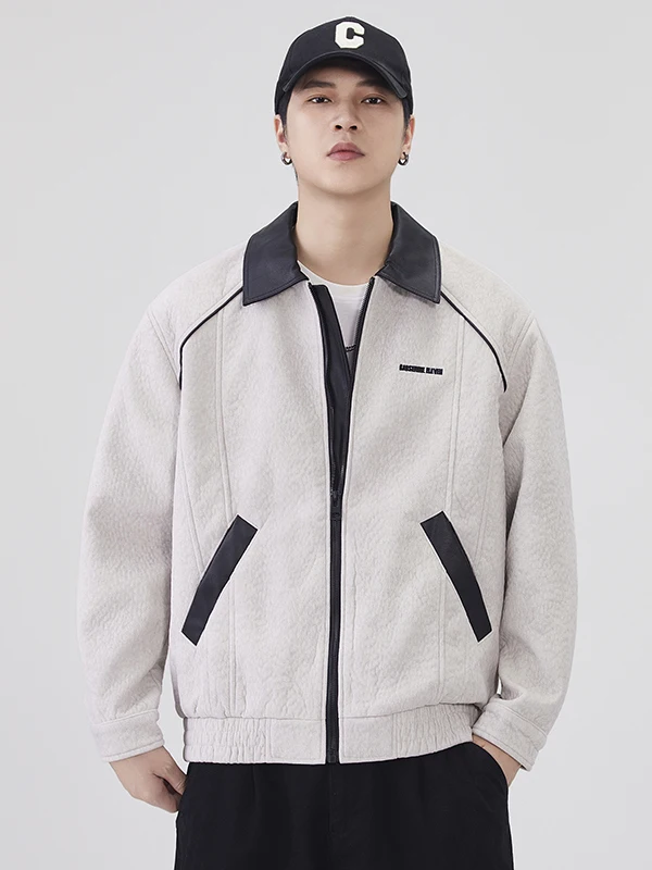 

American High-End Texture Woolen Coat M Loose Pilot Jaet Color Blo Collar Autumn New Sle Vintage Sle Polyester Fabric